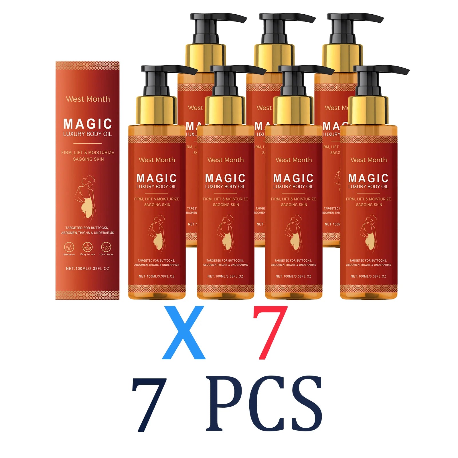 1/2/3/4/5/6 Pcs Collagen Body Oil Deep Hydration Lock Dry Skin Remedy Moisturizing Without Greasiness Gentle Nourishing Skin Oil Zpaxo 7 Pcs