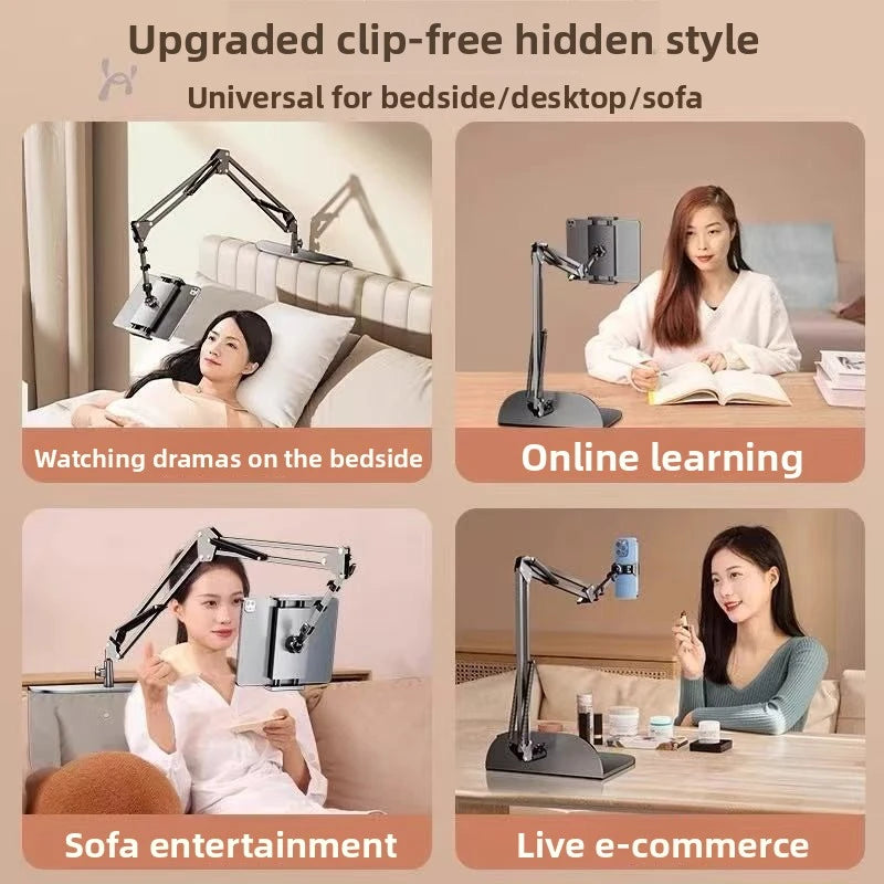 Foldable Rotatable Phone Holder Stand for Bedside, Clip-in Lazy Reading Large Tablet Mount, Mobile Live Streaming Bed Stand Zpaxo