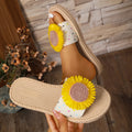 Women Slippers Trend Anti Slip Shoes Elegant Flower Flats Sweet Zpaxo YELLOW 41