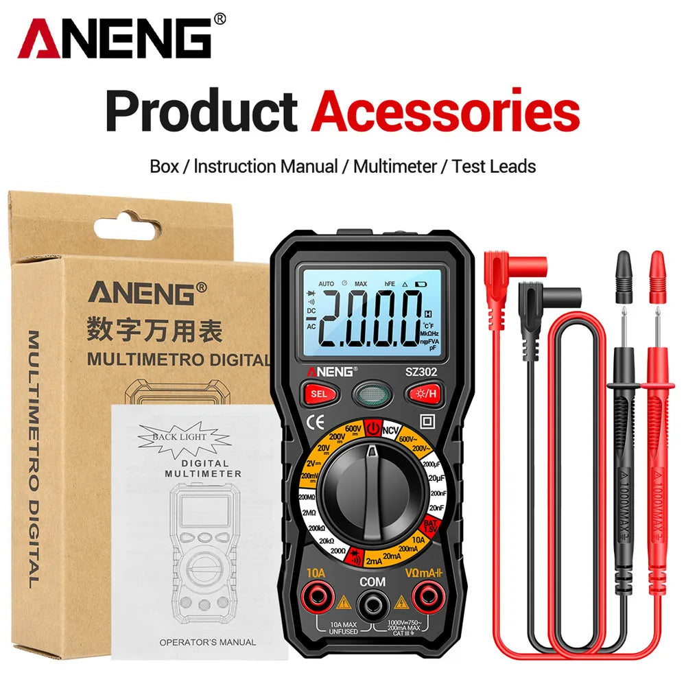 ANENG SZ302 Digital Automatic Tester NCV Detector Resistance Ohm