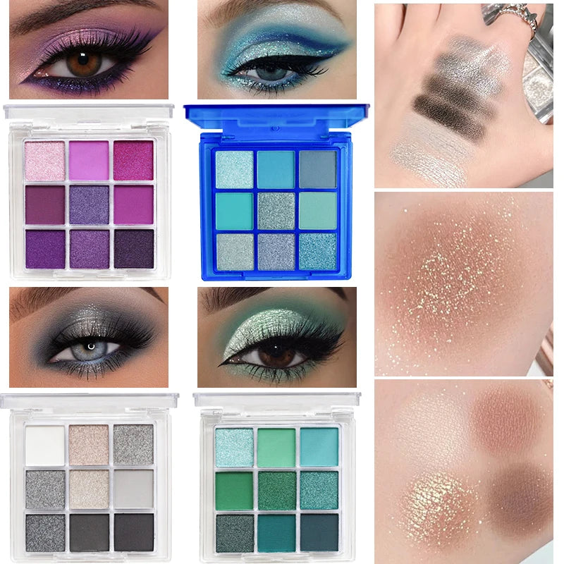 9-Grid Multi-color Eyeshadow Palette Glitter Pearlescent Matte Eye Shadow Shimmer Long Lasting Women Eye Makeup palette Cosmetic Zpaxo