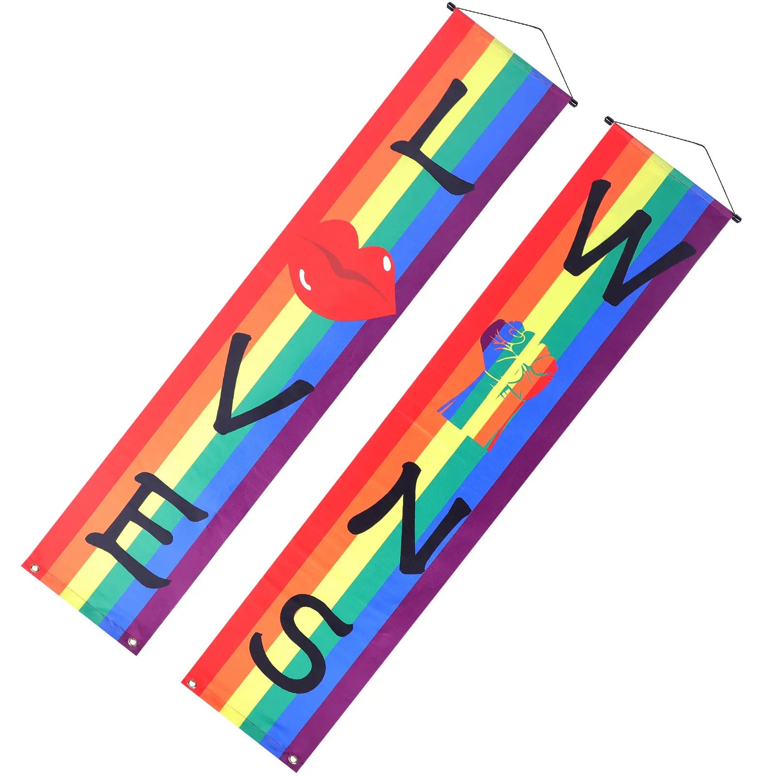 Pride Porch Banner Rainbow Pattern Polyester Door Hanging Day Party