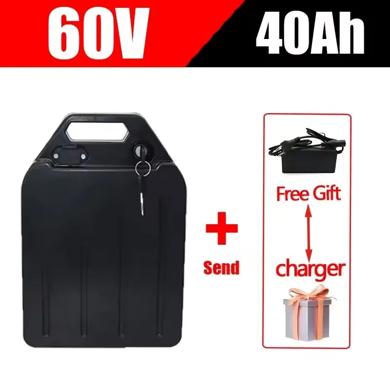 60V 20Ah-40Ah Electric Motorcycle Li-ion Battery Pack 2000W for Harley Two Wheel Foldable Citycoco Electric Scooter,Free Charger Zpaxo 60V 40Ah