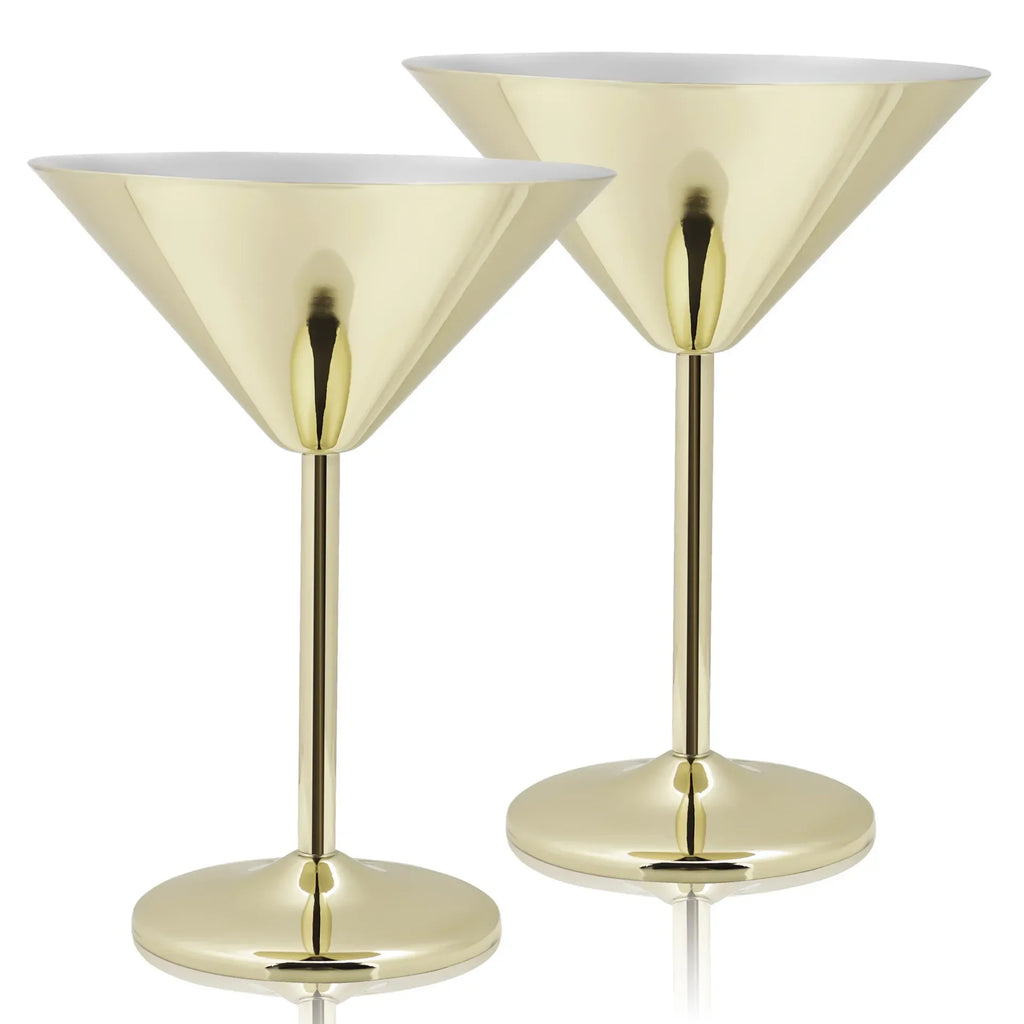 2-Pack Stainless Steel Martini Glasses – Mirror Finish & Easy Clean Cocktail Glass Set Zpaxo Gold 2PCS