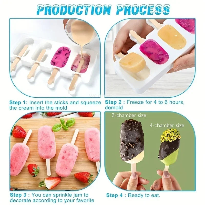Silicone Ice Cream Mold DIY Chocolate Dessert Popsicle Moulds Tray Ice Cube Maker Homemade Tools Summer Party Supplies Zpaxo