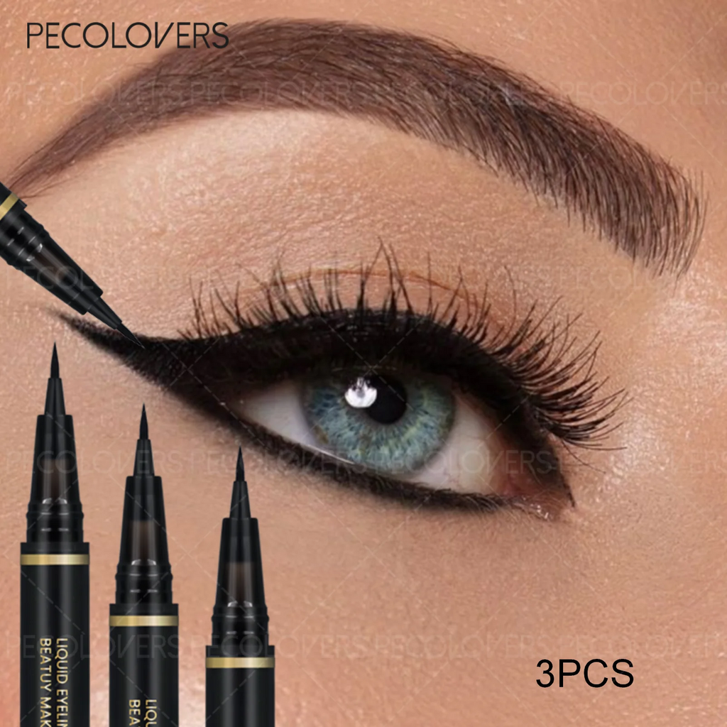 3pcs Long Lasting Waterproof Black Liquid Eyeliner Pen Quick-dry Smooth Eye Liner Anti Smudge Liquid Eyeliner Pen Zpaxo