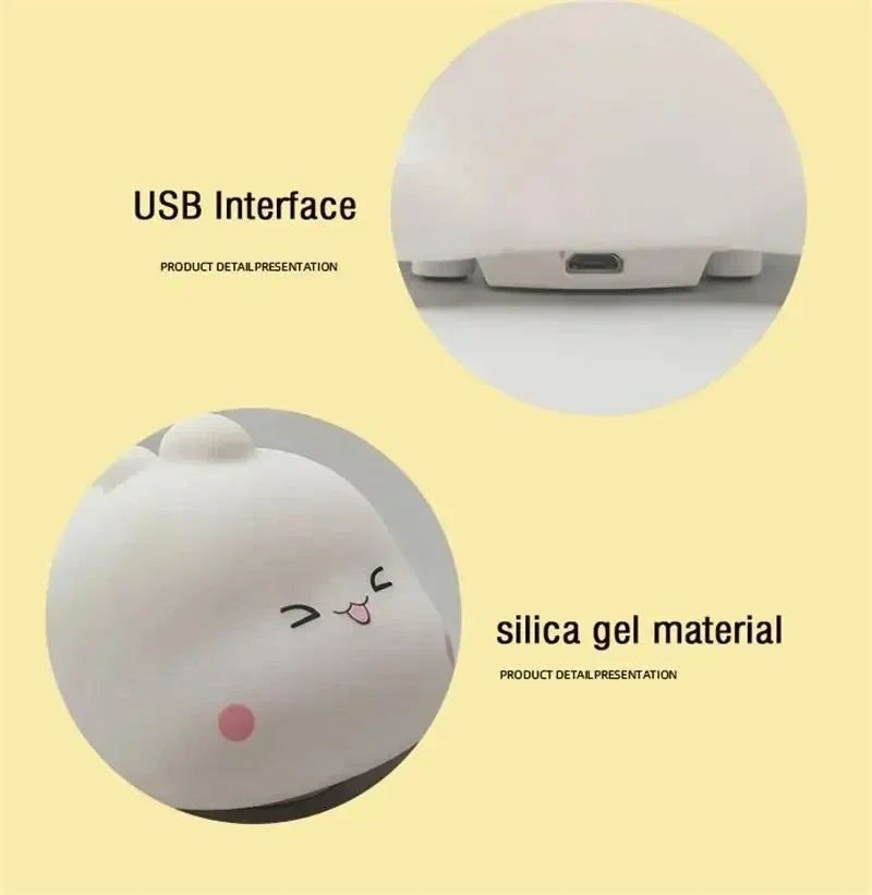 Cute Animal LED Night Light – USB Rechargeable Kids Bedside Lamp