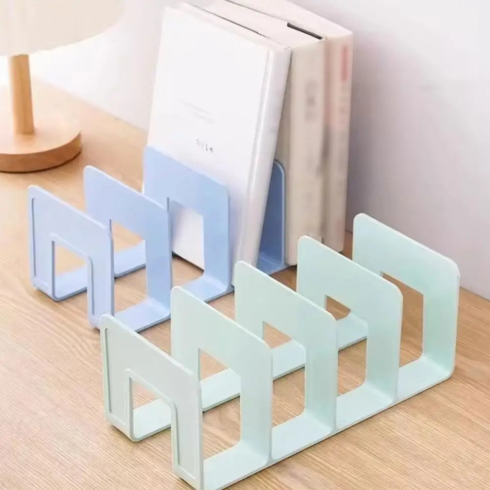 4-Grid Bookends Stand – Desk Organizer for Books, CDs & Files Desk Organizer Stand Zpaxo