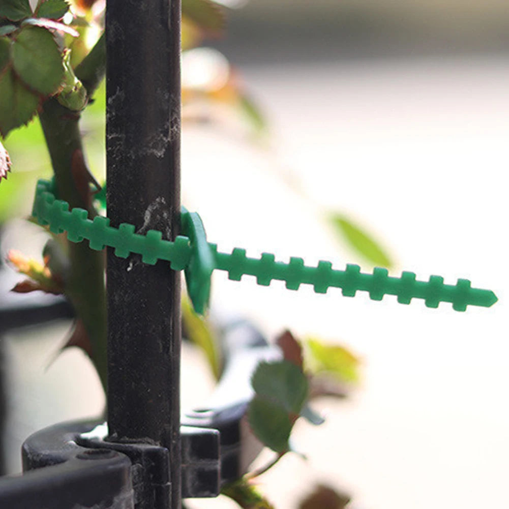 100pcs Garden Cable Ties Reusable Floral Wire Green Cable Ties Self-locking Adjustable Multifunctional Locking Plant Accessories Zpaxo