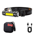 Bright LED Headlamp Rechargeable Waterproof Flashlight XPE COB Beads Zpaxo with bag