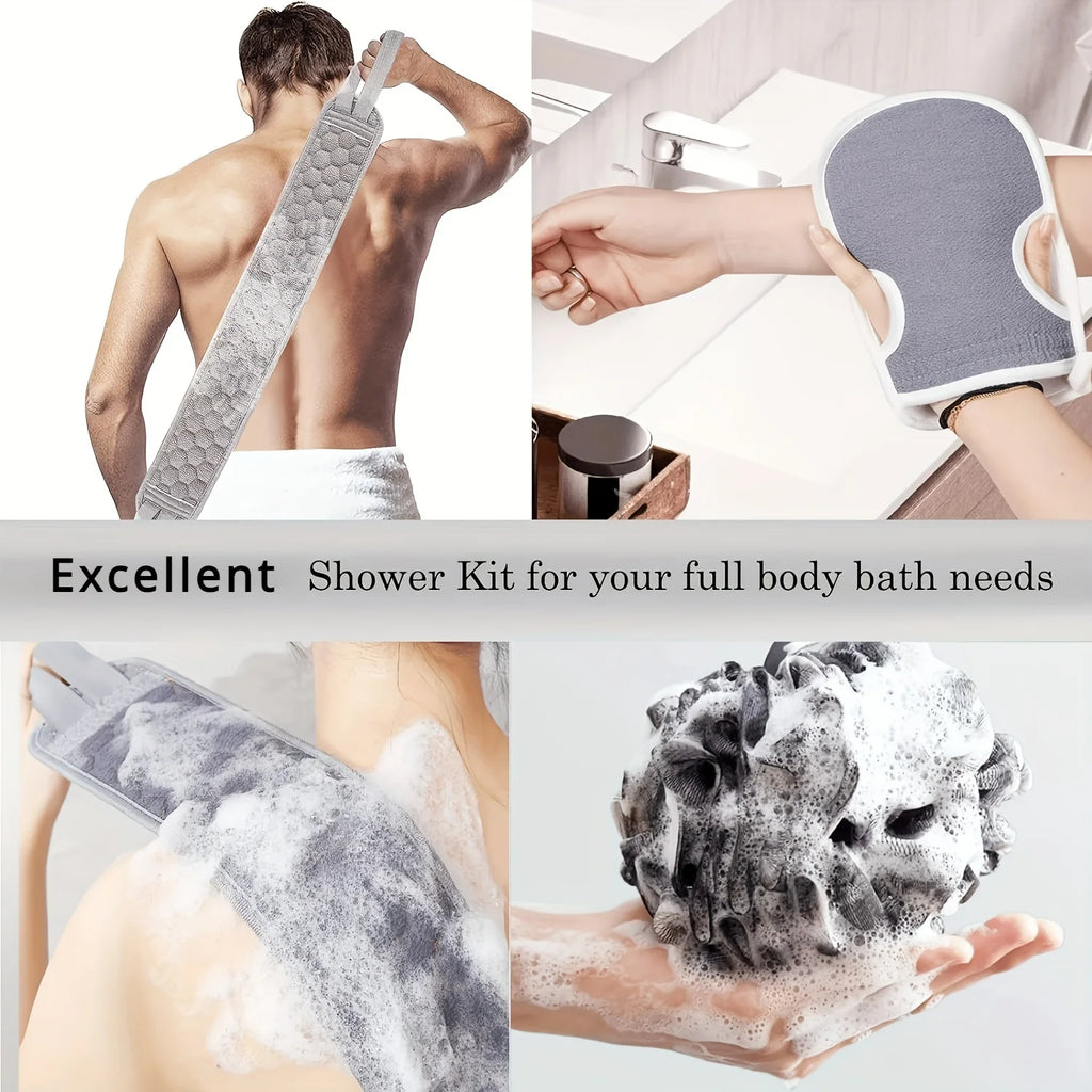 Exfoliating Body Scrubber Back Bath Glove Shower Loofah Sponge Deep