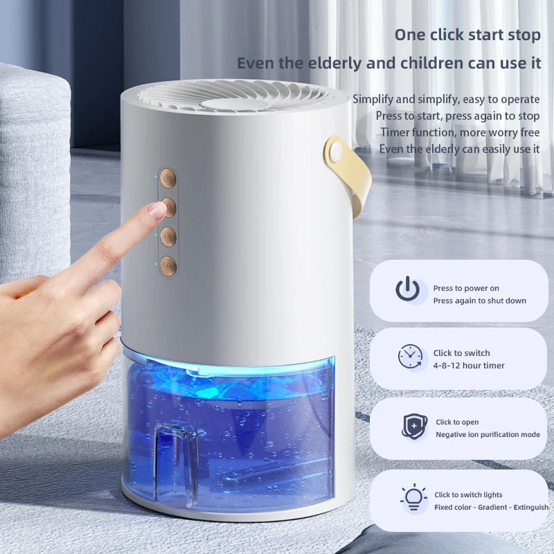 1000ml Dehumidifier Air Dryer for Home Office Negative ions Eliminate Damp Mold and Moisture Portable Air Dehumidifier EU US Zpaxo