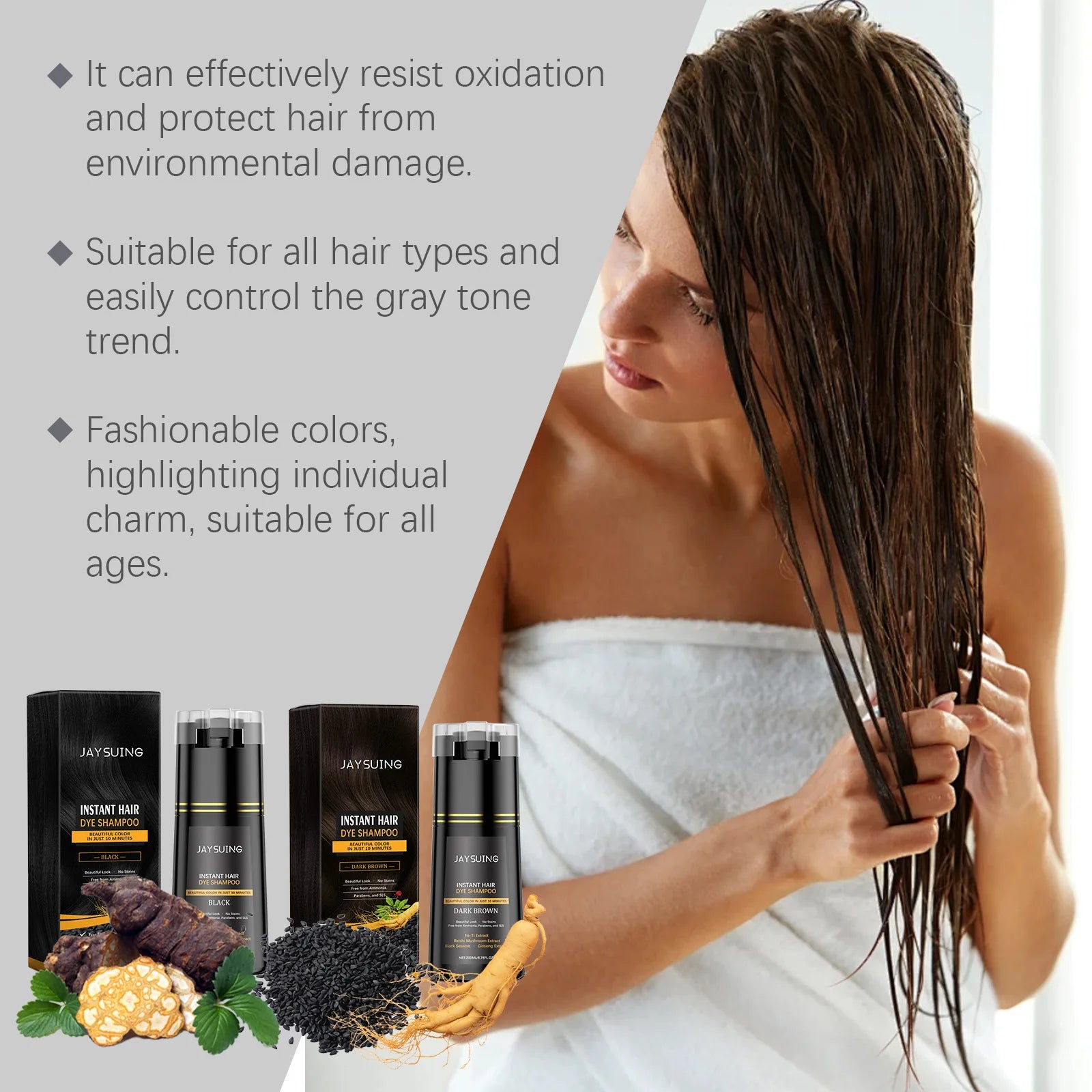 Polygonum Multiflorum Herbal Hair Dye Shampoo 200ml Hair Dye Shampoo Zpaxo