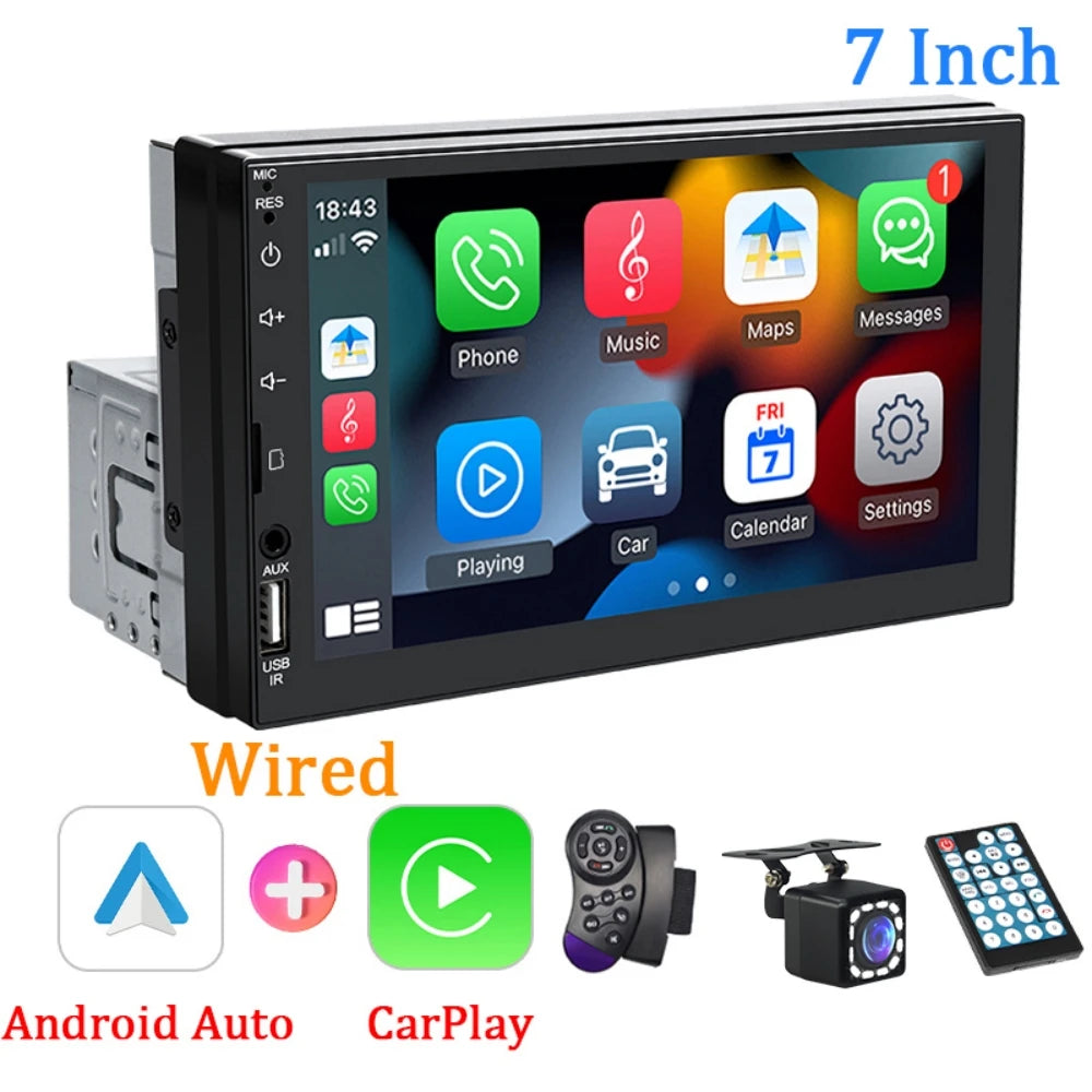 HIPPCRON Car MP5 Radio HD Display Screen Wired Carplay Android Auto