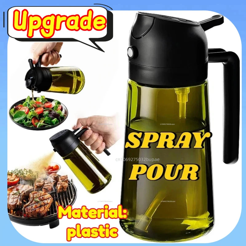 Oil Spray Pot 2-in-1 Plastic Household Kitchen Oil Bottle Nebulizing Mist Filling Cooking Oil Spray Pot Dual Use Camping Zpaxo Black-Avoid light