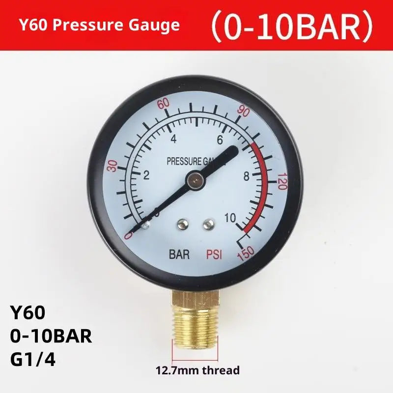1Pcs 0-25Bar 0-10Bar 0-12Bar Hydraulic Fluid Measuring Instrument Air Compressor Pressure Gauge DIY Accessories Zpaxo A4