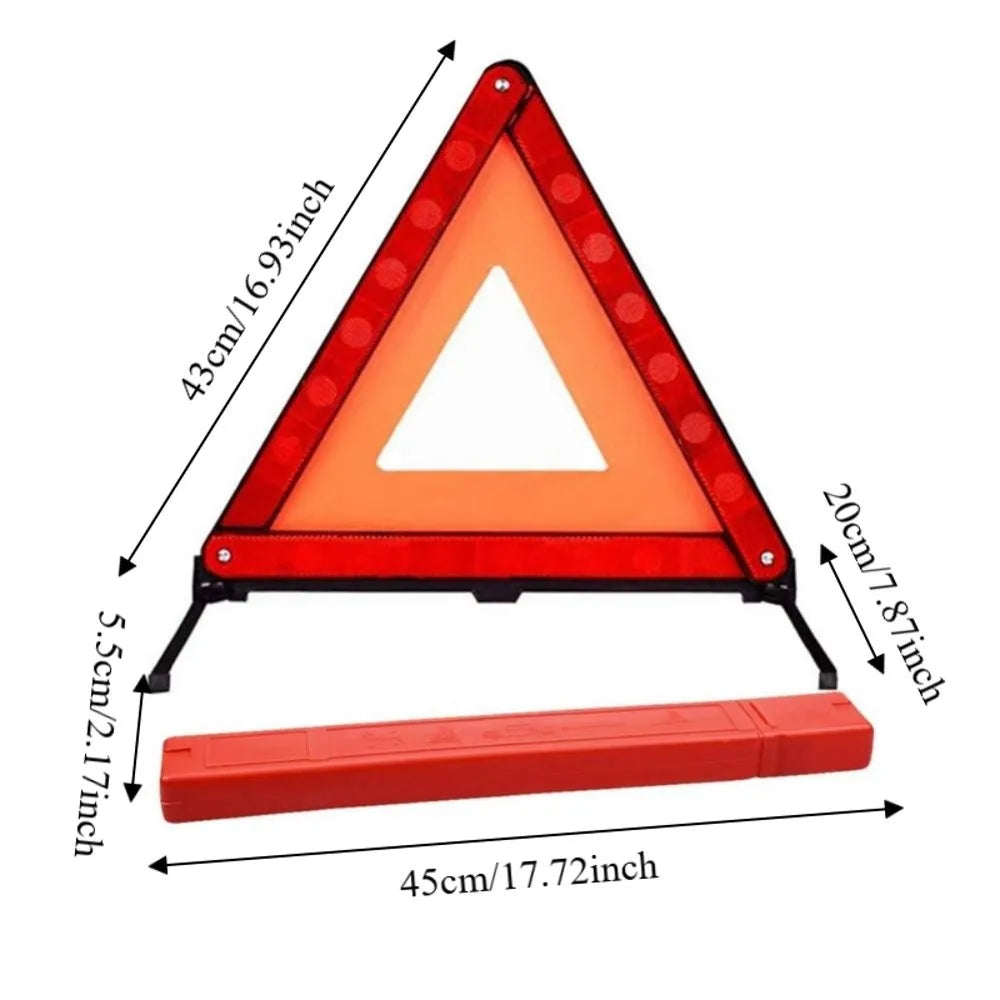 Red Reflective Warning Triangles Portable Folding Folding Hazard Triangle Storage Box 43 cm Car Warning Sign Breakdown Rescue Zpaxo