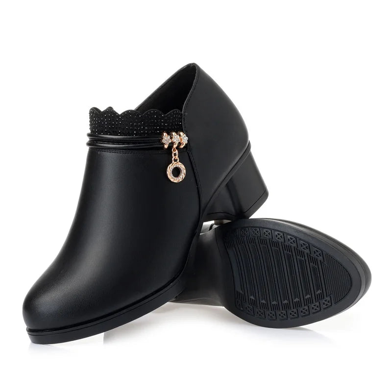 Solid Spring Autumn Women Fashion Pumps Thick Heels Soft Comfortable Zpaxo