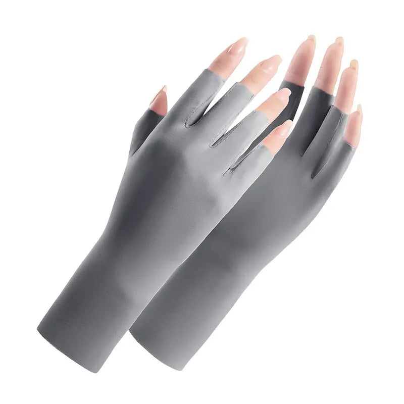 Summer sun protection gloves for women UV resistant thin nail art outdoor cycling breathable ice silk sun protection gloves Zpaxo