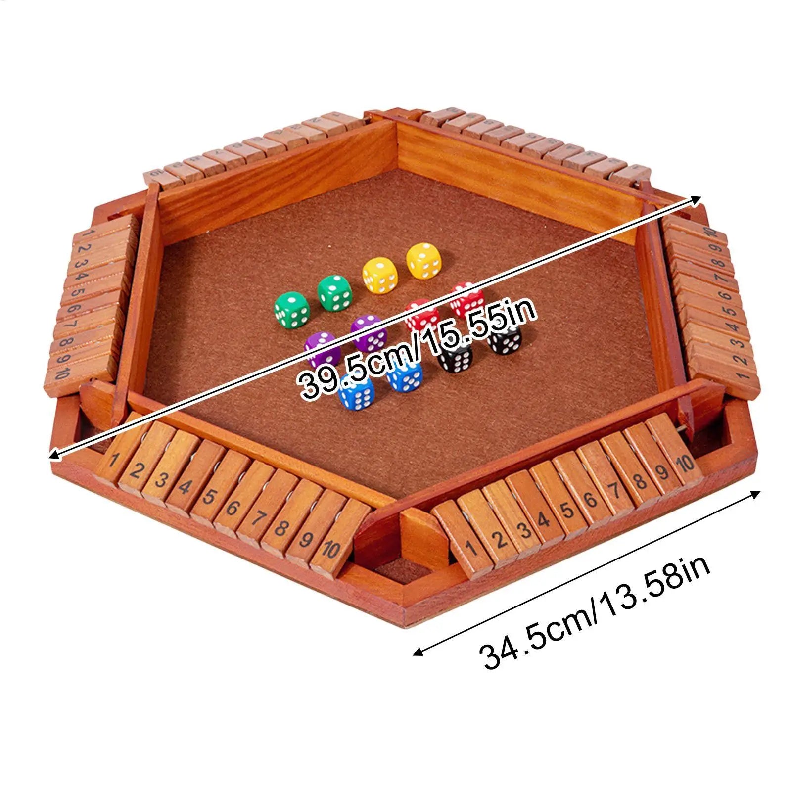 Shut Box Dice Game 6 Sided Wooden Tabletop Board Entertainment Night