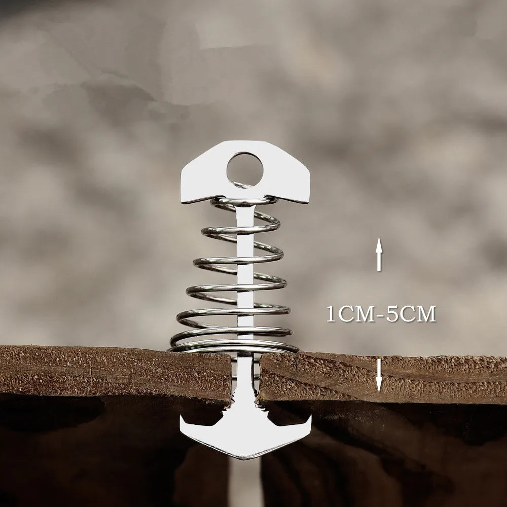 Tent Pegs Rope Buckle Adjustable Plank Floor Spring Fishbone Anchor