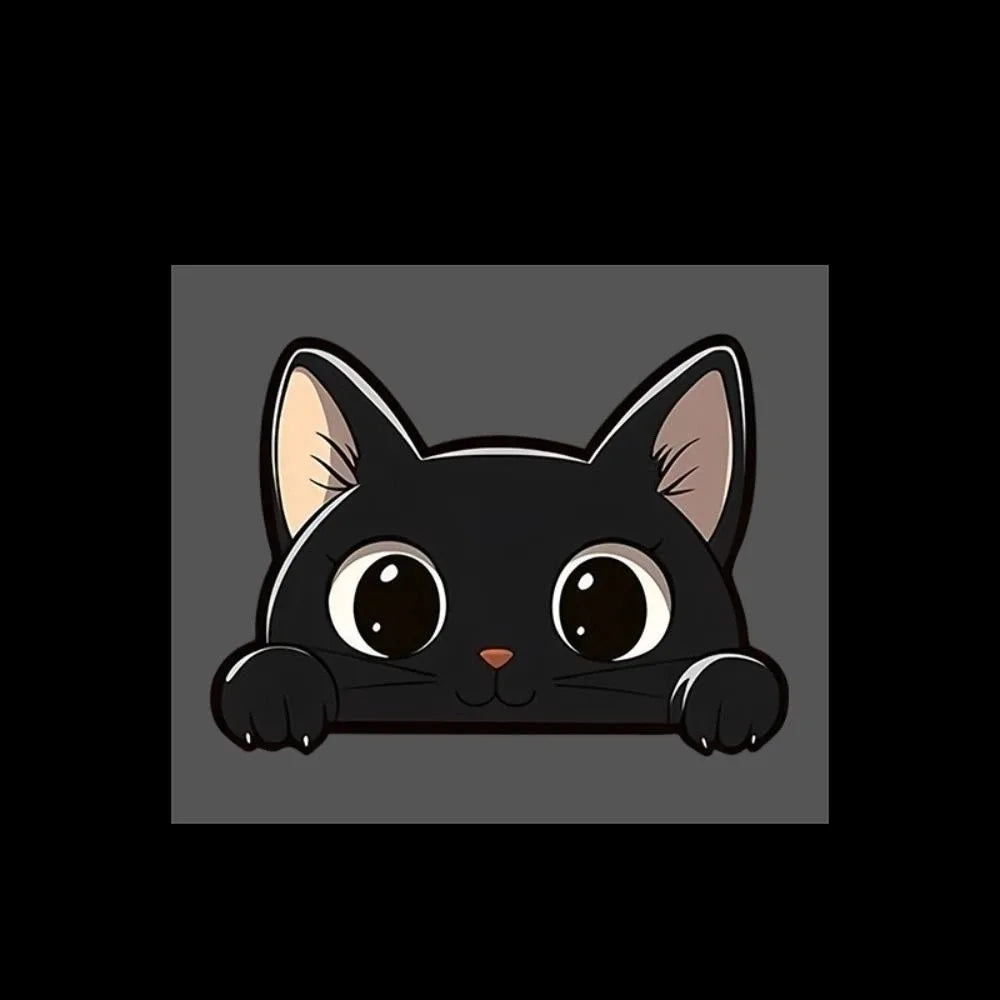 Cartoon Black Car Window Decals Peek-a-boo PVC Funny Kitty Waterproof Zpaxo S-Style A