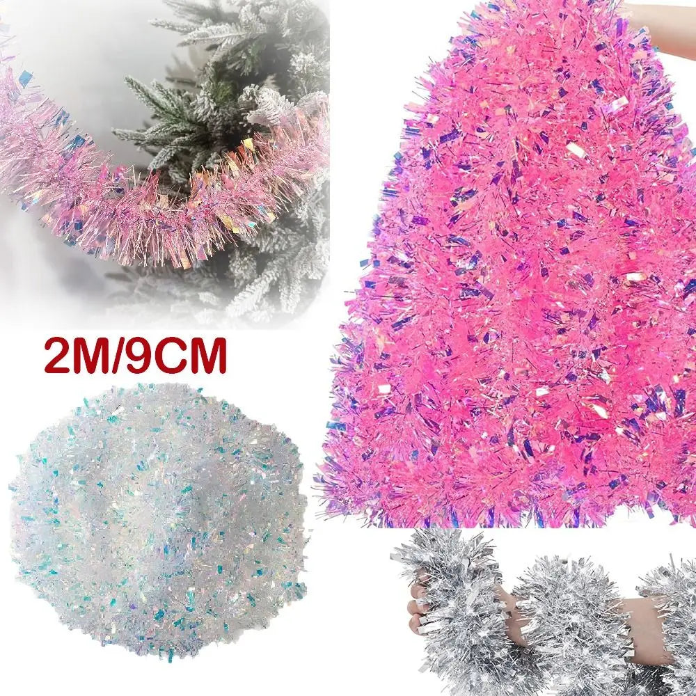 2M Colorful Tinsel Garland Strip – DIY Christmas Ribbon Decor Tinsel Garland Strip Zpaxo