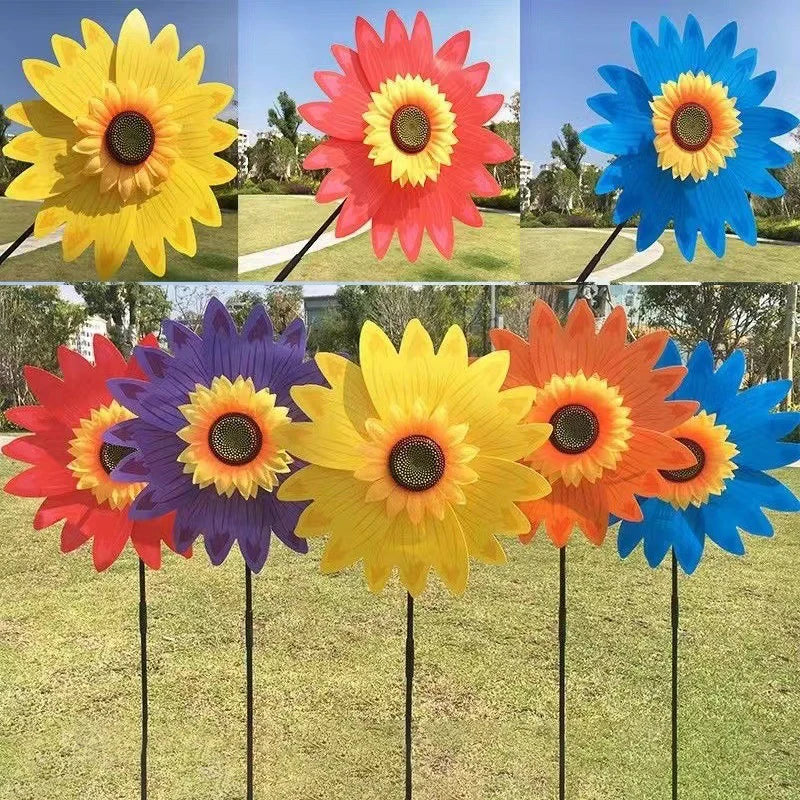 Sunflower Windmill Rotating Wind Spinner Stake Standing Lawn Flower