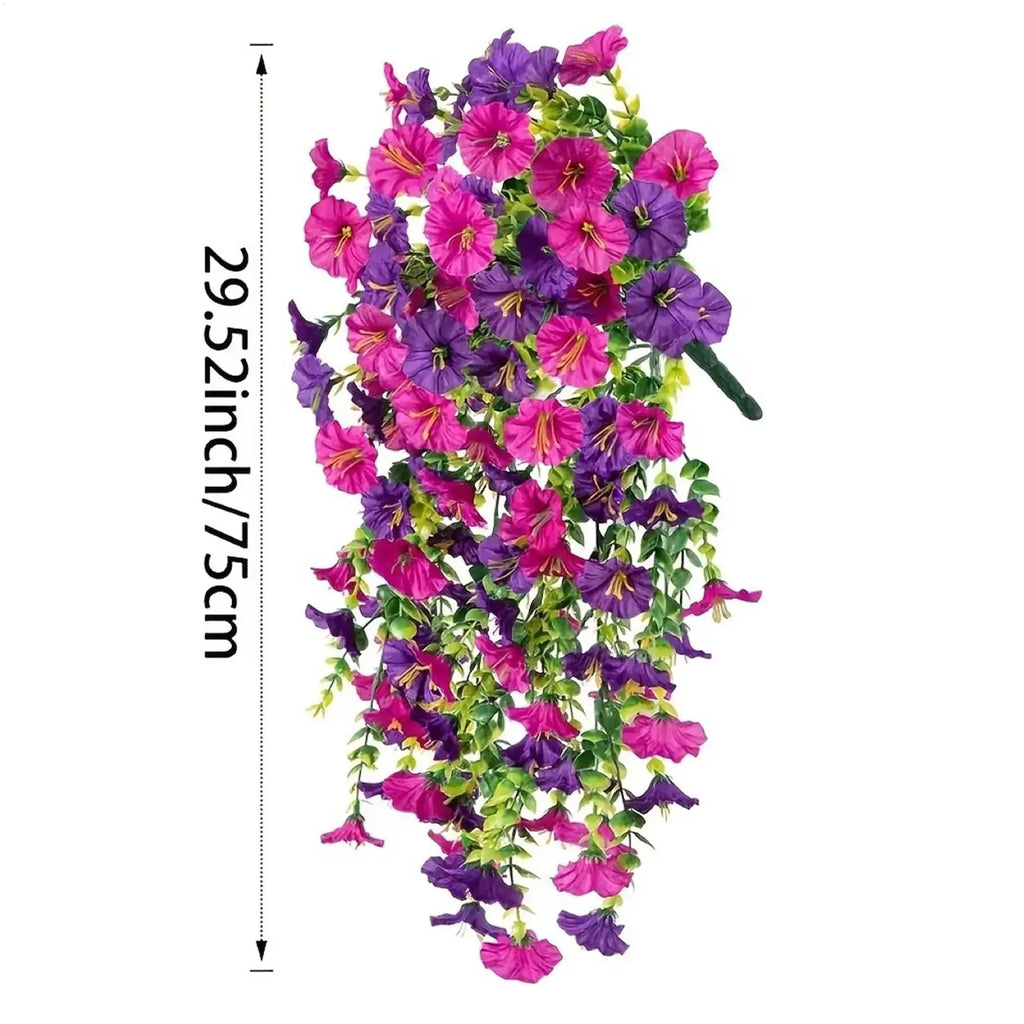 Fake Morning Glory 2 UV Resistant Hanging Vine Flowers Outdoor Garden