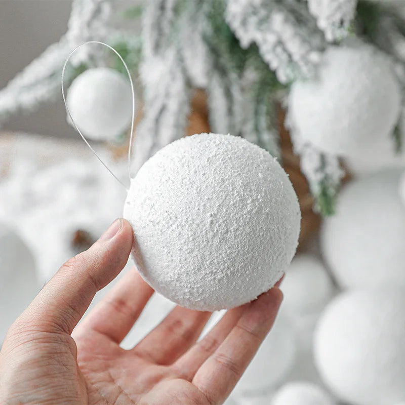 4 White Foam Christmas Balls Reusable DIY Snowball Ornaments Xmas