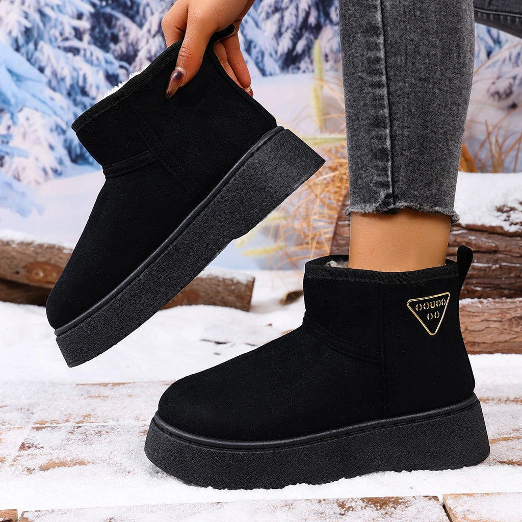 Women Ankle Boots 2025 New Warm Short Tube Bread Cotton Shoes Women Winter Thick Bottomed Lined Large Size Snow Boots Women Zpaxo