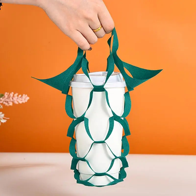 Reusable Beverage Carrier Non Woven Water Cup Tote Decorative Milk Tea Drink Bag for School Picnic and Shops Zpaxo