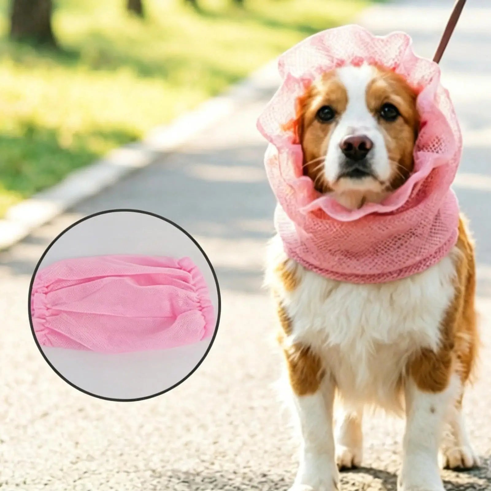 Dog Ear Wrap Breathable Mesh Protector Anti Mosquito Pet Head Cover