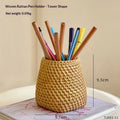 Rattan-Style Round Pen Holder & Makeup Brush Organizer Desk Organizer Zpaxo tower type