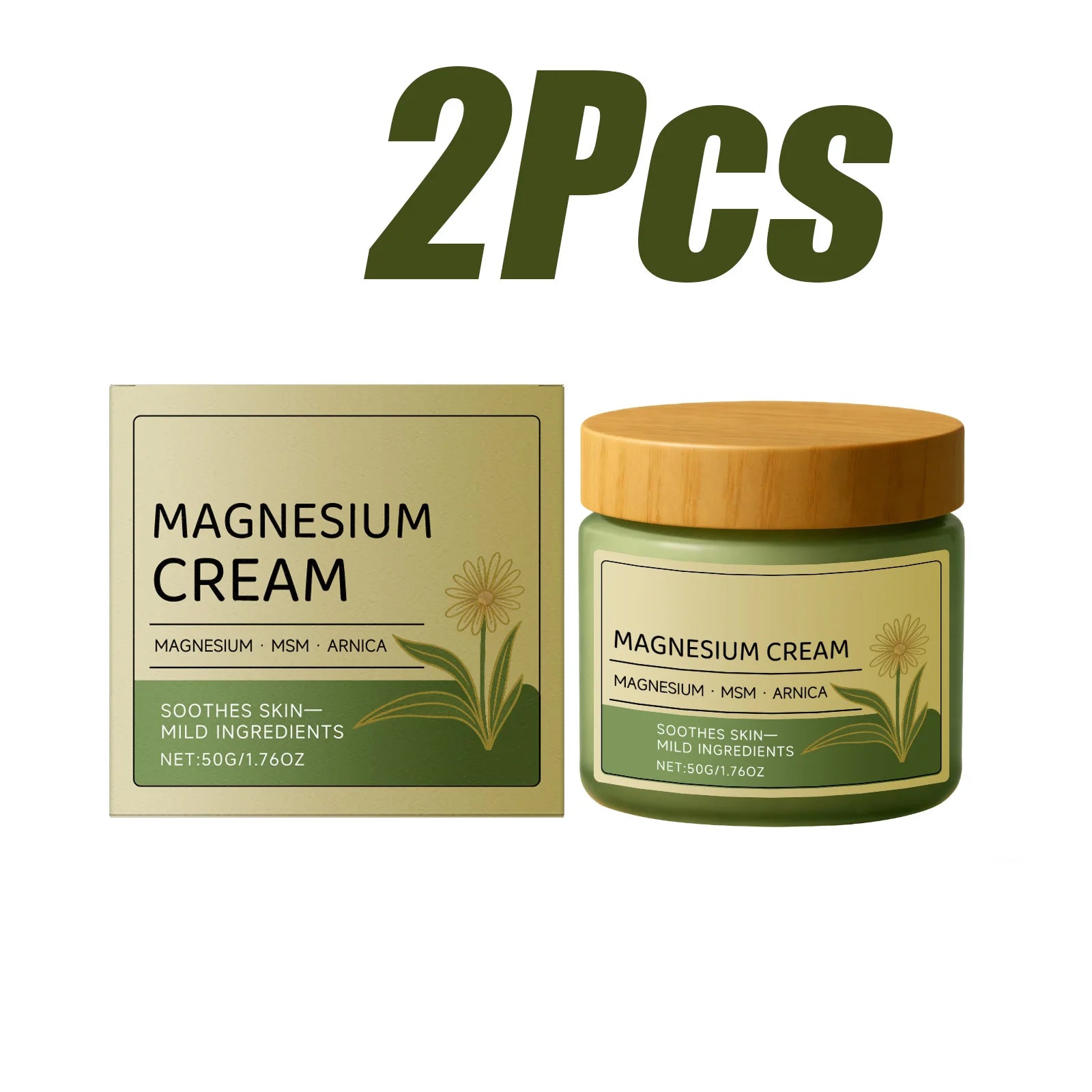 Hoygi Magnesium Cream – Muscle & Nerve Relief Body Massage Magnesium Body Cream Zpaxo 2 x 50g Boxed
