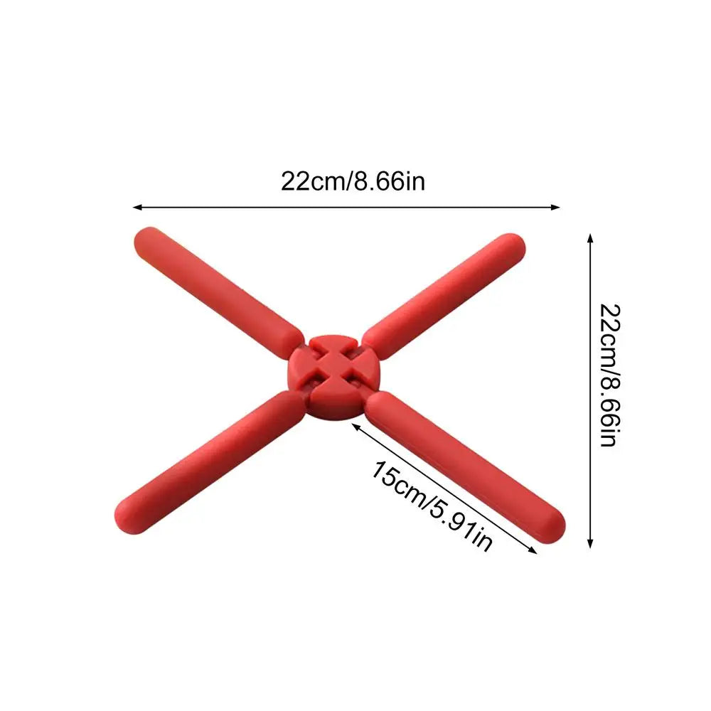 Silicone Trivet Heat-resistant Cross Pan Holder Folding Pot Kitchen Zpaxo Red China Mainland
