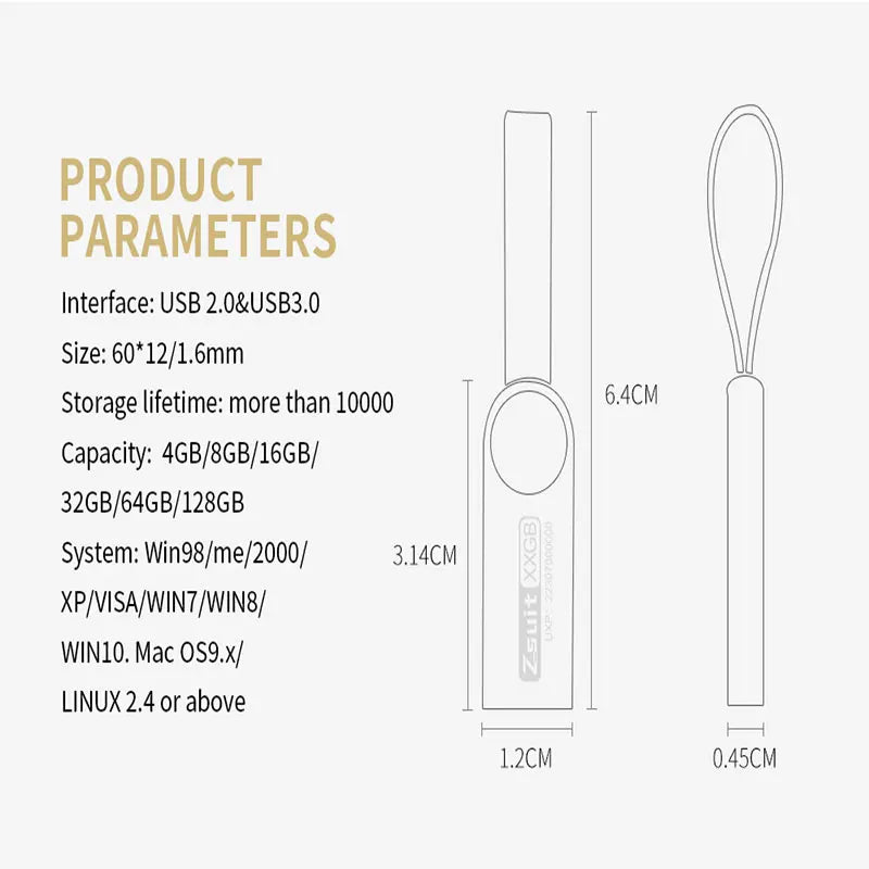 ZSUIT 10Pcs USB Drive 32GB 64GB High Speed Pen Drive 3.0 Memory Stick 128GB Waterproof Pendrive Metal USB Disk Memoria Stick DD Zpaxo