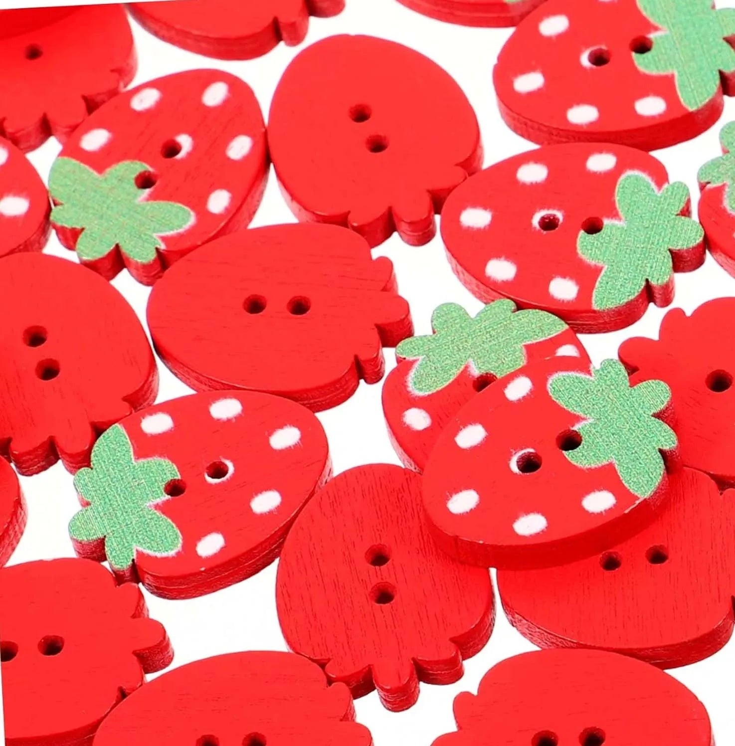 Strawberry Wooden Buttons 10/50Pcs Double Holes Sewing Buttons for DIY Handmade Crafts Cloth Zpaxo