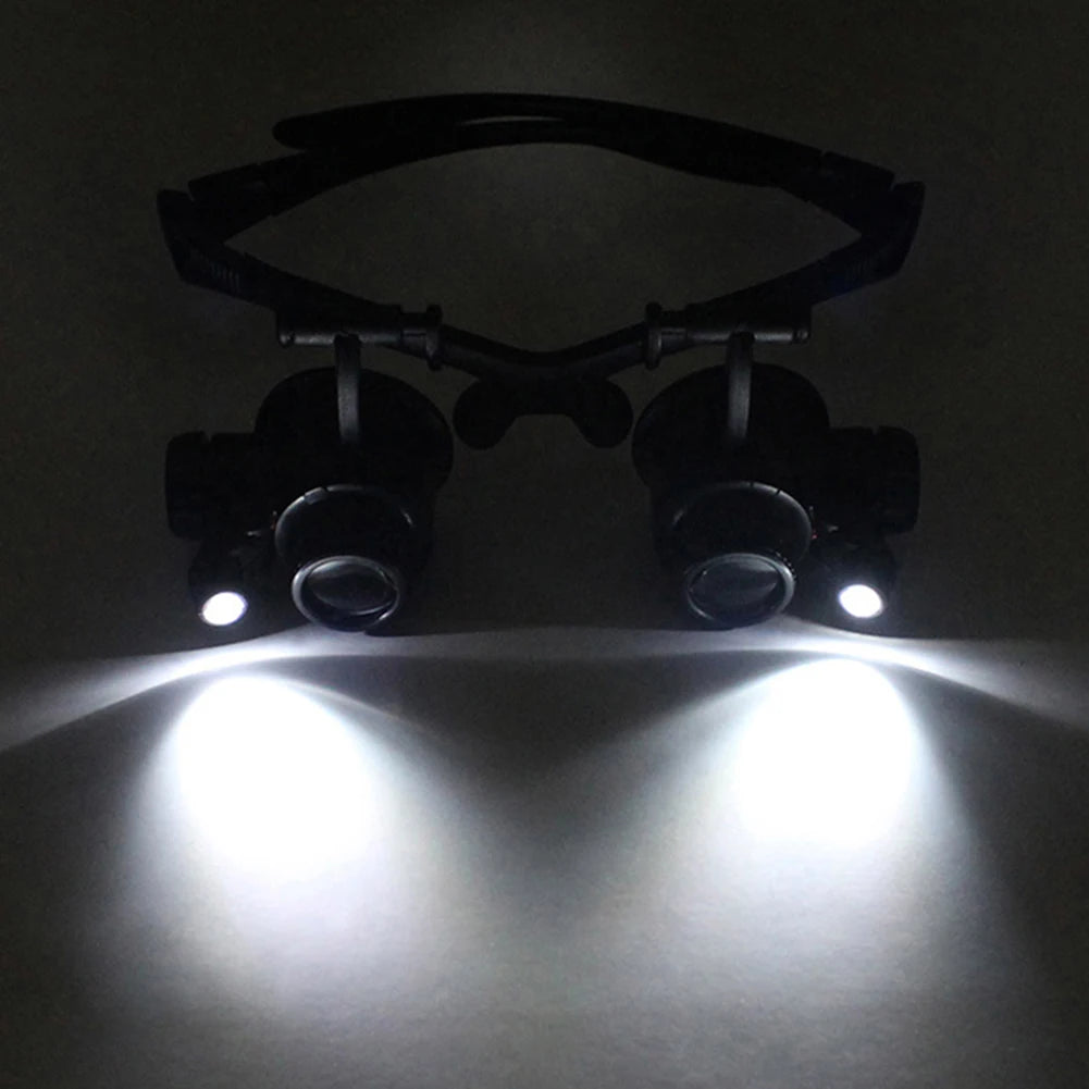 2XLED Watch Jeweler Repair Magnifier Head-mounted Headband Adjustable