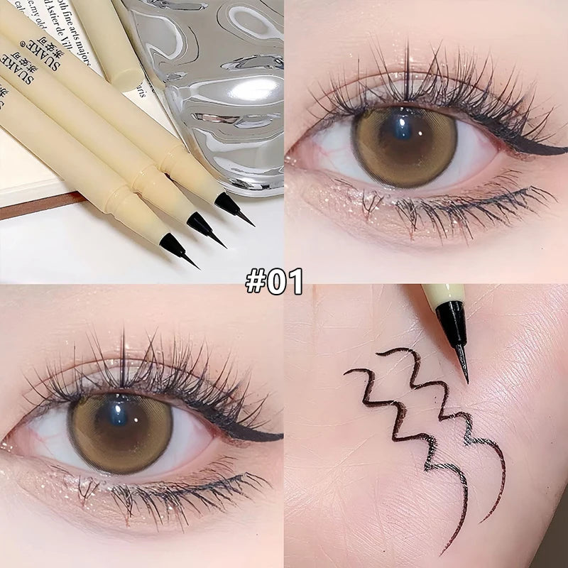 Black Liquid Eyeliner Pen Lasting Waterproof Sweatproof Eyeliner Lying Silkworm Pen Big Eyes Makeup Women Cosmetics Beauty Tools Zpaxo 01