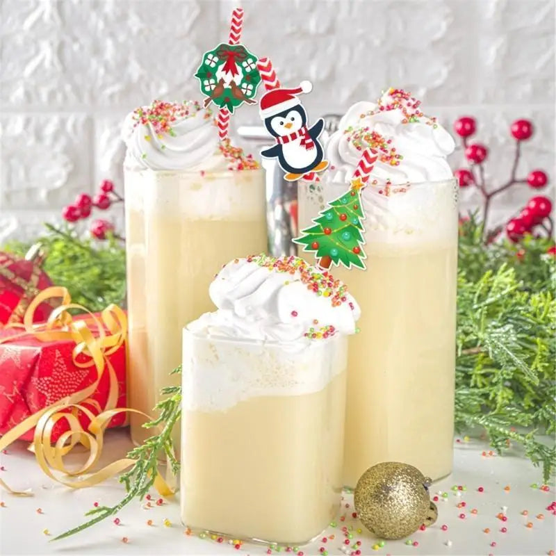 Disposable Paper Straws Christmas Beverage Crafts Party DIY Projects