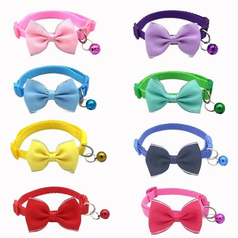 Cute Cat Bow Bell Collar – Adjustable Multicolor Pet Collar