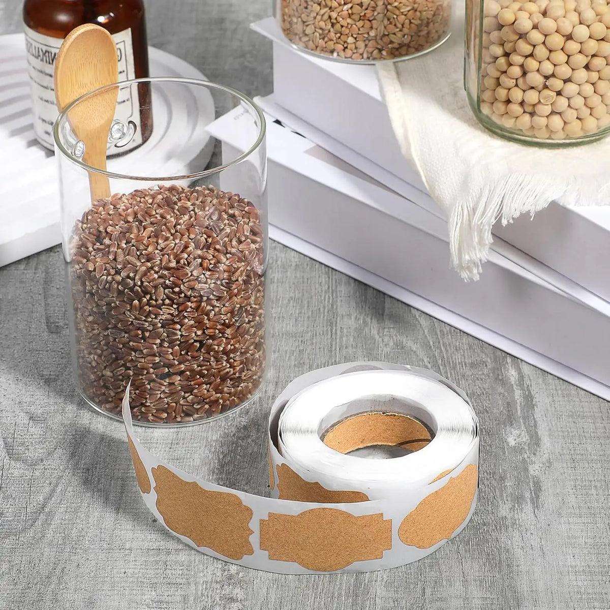 Jar Labels Stickers Writable Blank Tags Roll 5x3cm Adhesive Food Zpaxo