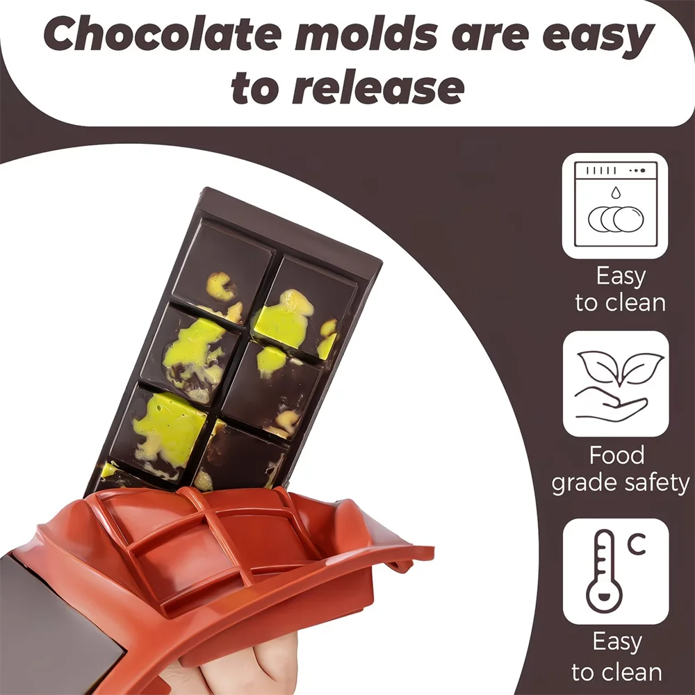 Rectangle Chocolate Bar Molds Non-stick Dessert Hanging Holes Baking Zpaxo