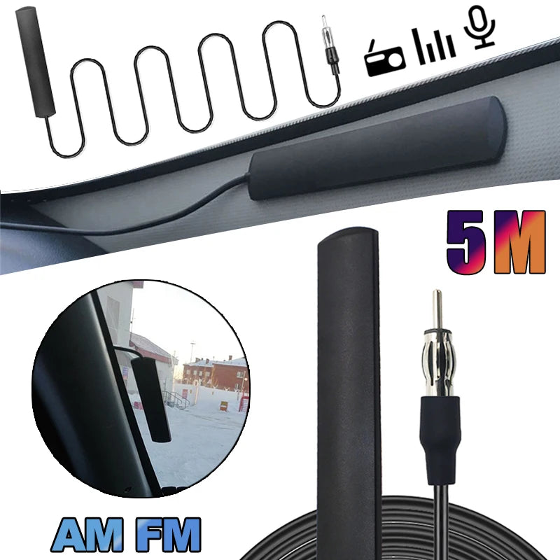 Universal Car AM/FM Antenna Windshield Signal Booster 12V