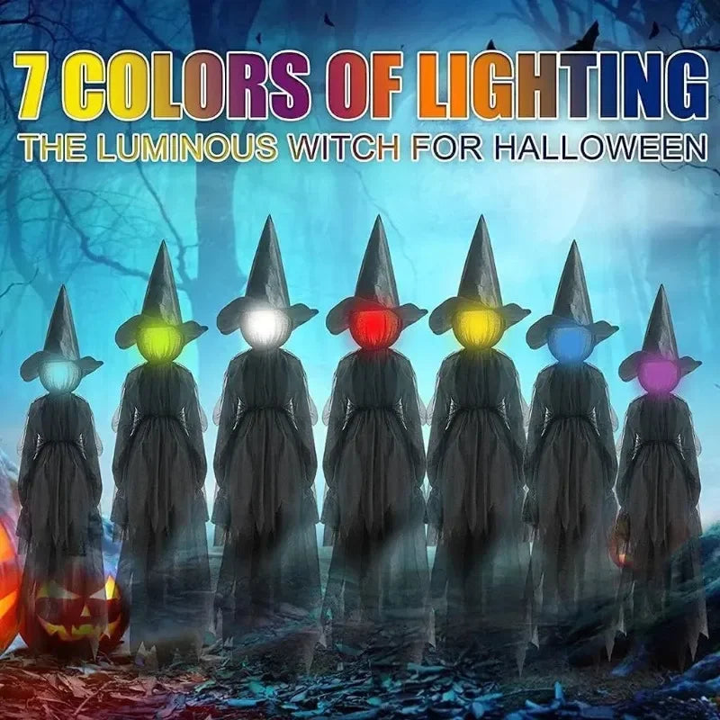 2025 Halloween Scary Witch Decor Motion Activated Sound Light Up