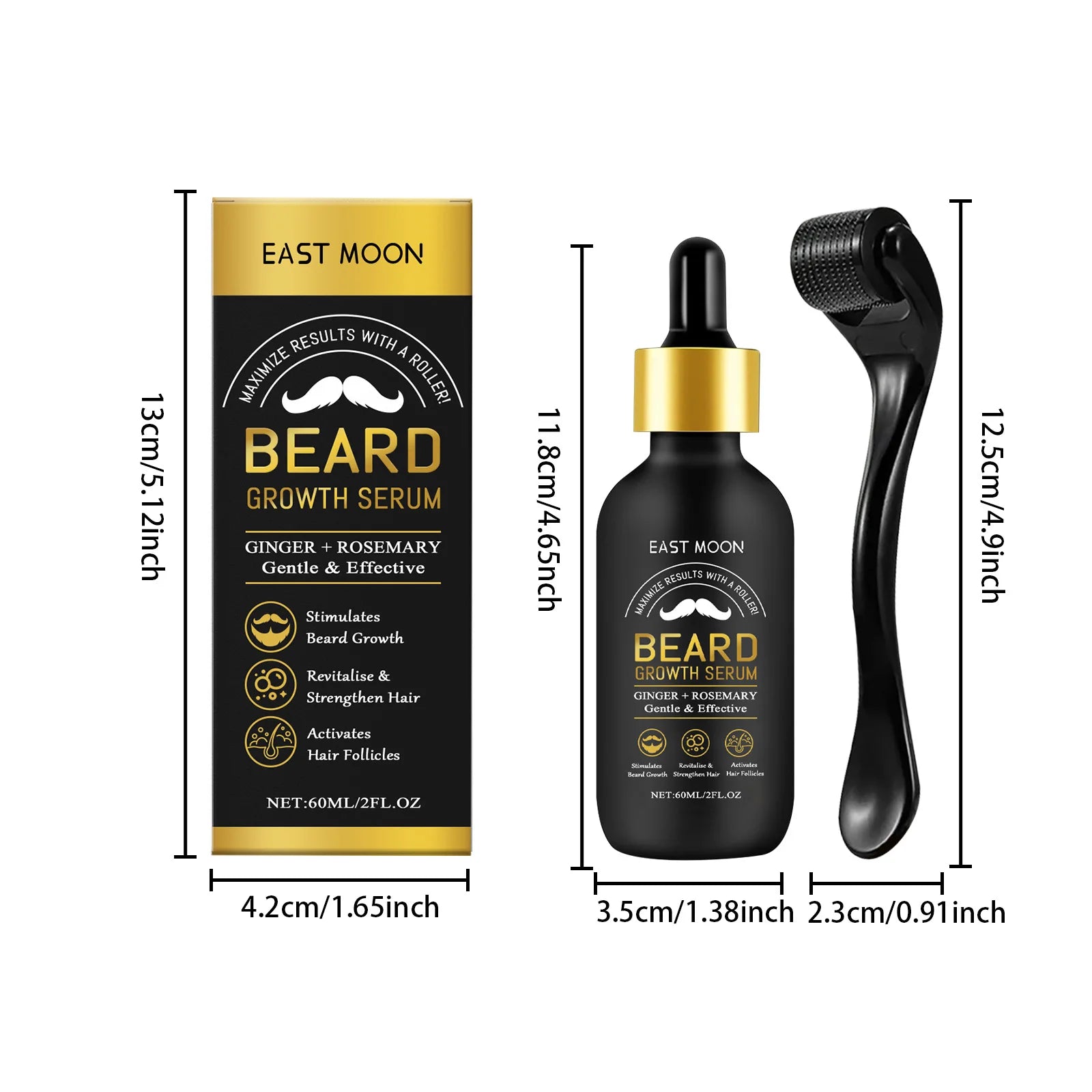 WEST MONTH Beard Thickening Oil + Roller Ball | Men's Grooming Beard Care Oil Zpaxo 1set