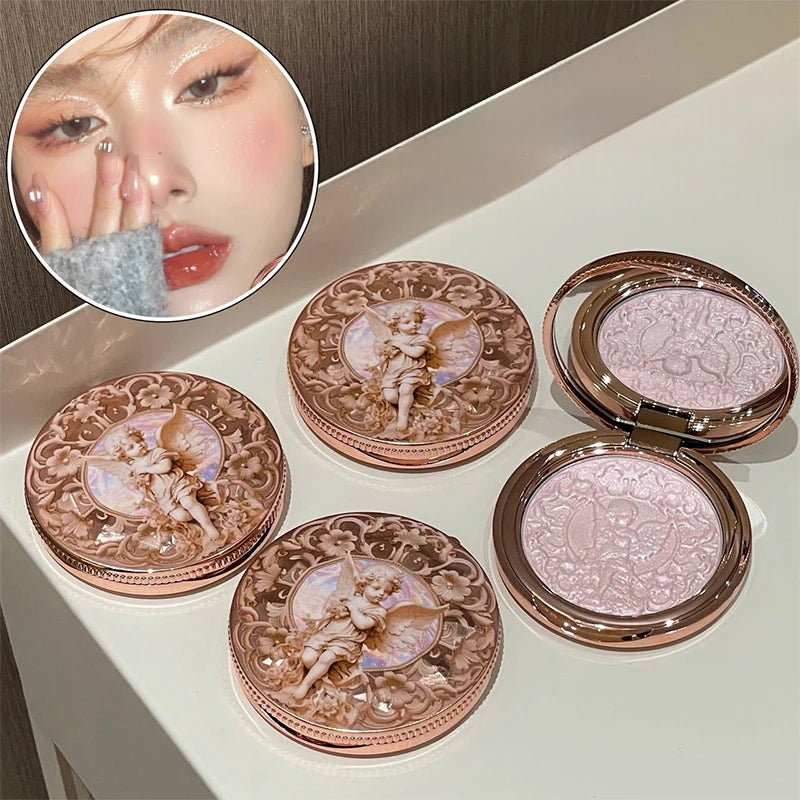 Little Angel Relief Shimmer Diamond Highlighter Palette Lasting Fine Pearly Glitter Powder Natural Brighten Contour Makeup Zpaxo
