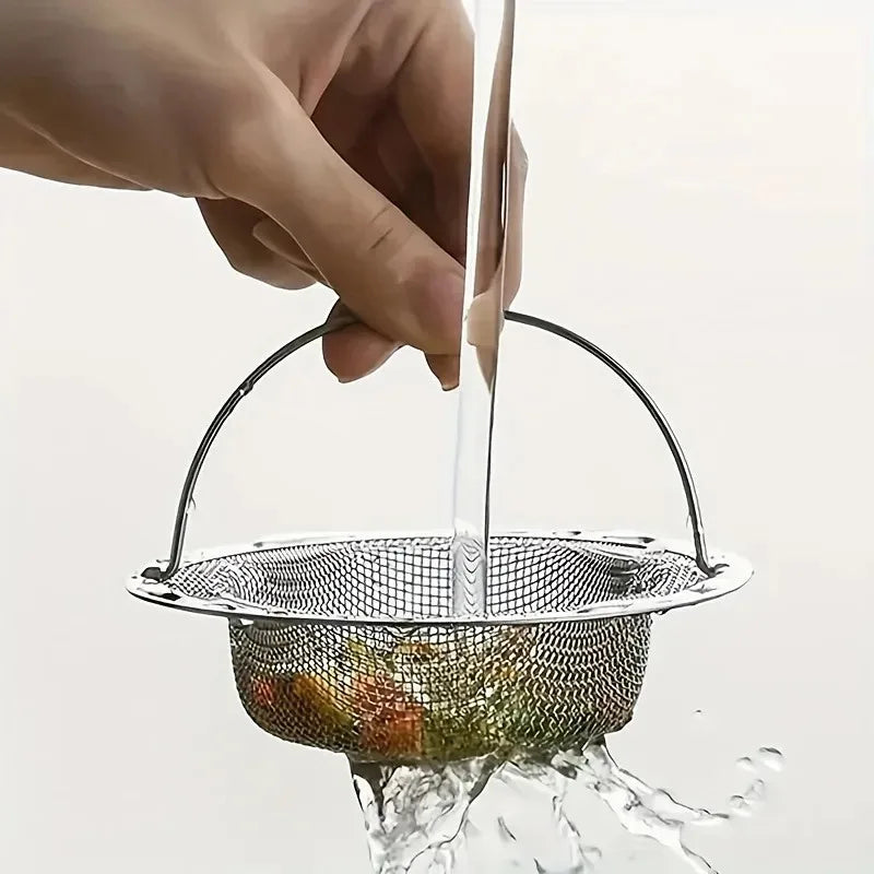 Stainless Steel Kitchen Sink Strainer Handle Food Waste Catcher Home