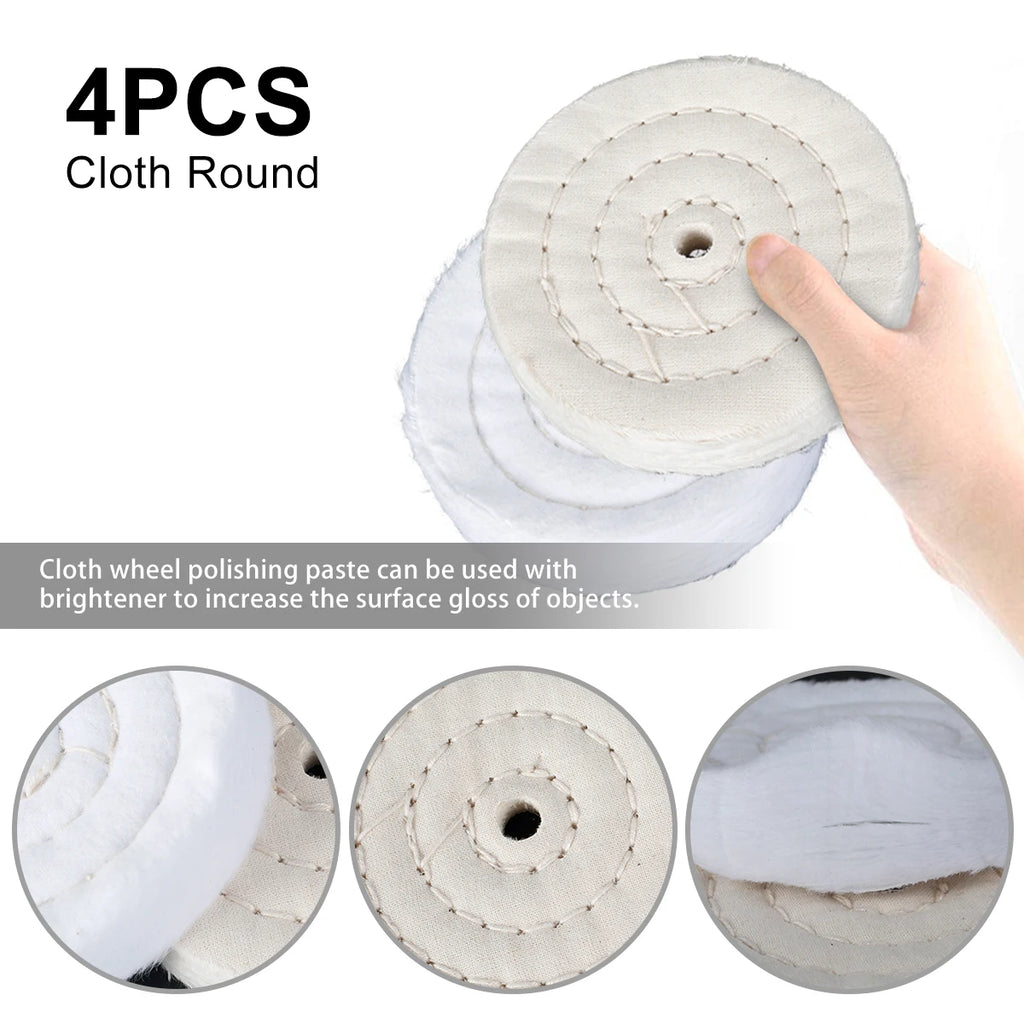 4In Polishing Wheel Wear Resistant Cloth Buffing Wheel Gold Silver Jewelry Mirror Polish Pad For Grinder Power Tool Accessories Zpaxo